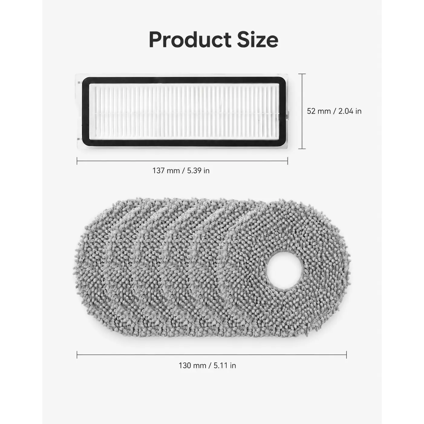 10 Pack Accessories Kit With Mop Pads & HEPA Filters for Roborock QV35A,Qrevo Curv,Qrevo Edge S5A,Qrevo Pro Robot Vacuum, Replacement Parts include 6 Microfiber Mopping Cloth, 4 Washable Filter