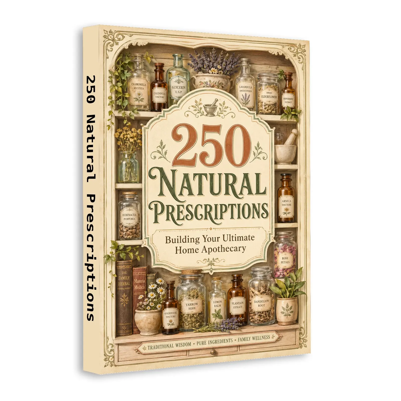 Health & Wellness Book, 250 Natural Remedies, Healthy Herbal Recipes, Home Apothecary Guide for Family Care & Everyday Wellness