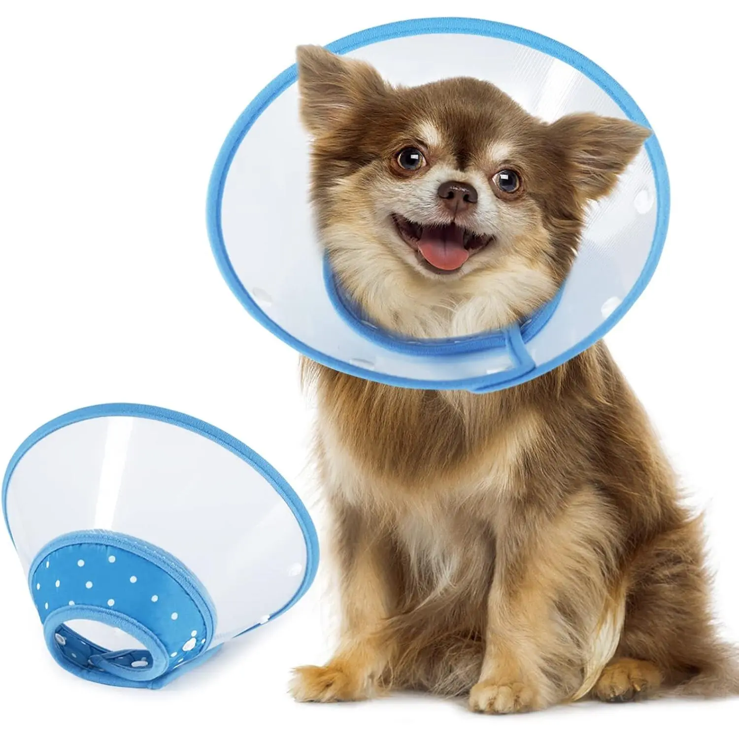 Dog Cones for Small Dogs, Adjustable 8-9.6 Inches Soft Lightweight Elizabethan Collar for Puppy and Large Cats to Stop Licking Wounds After Surgery(Blue)
