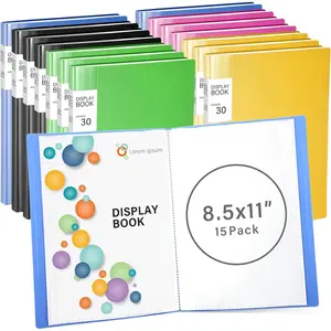 15 count Binder with Plastic Sleeves 30 Pockets 60 Pages Presentation Book 11 x 8.5 in Heavy Duty Presentation Folders Protective Folder Binder Clear Sheets Document Organizer Binder (5 Colors)