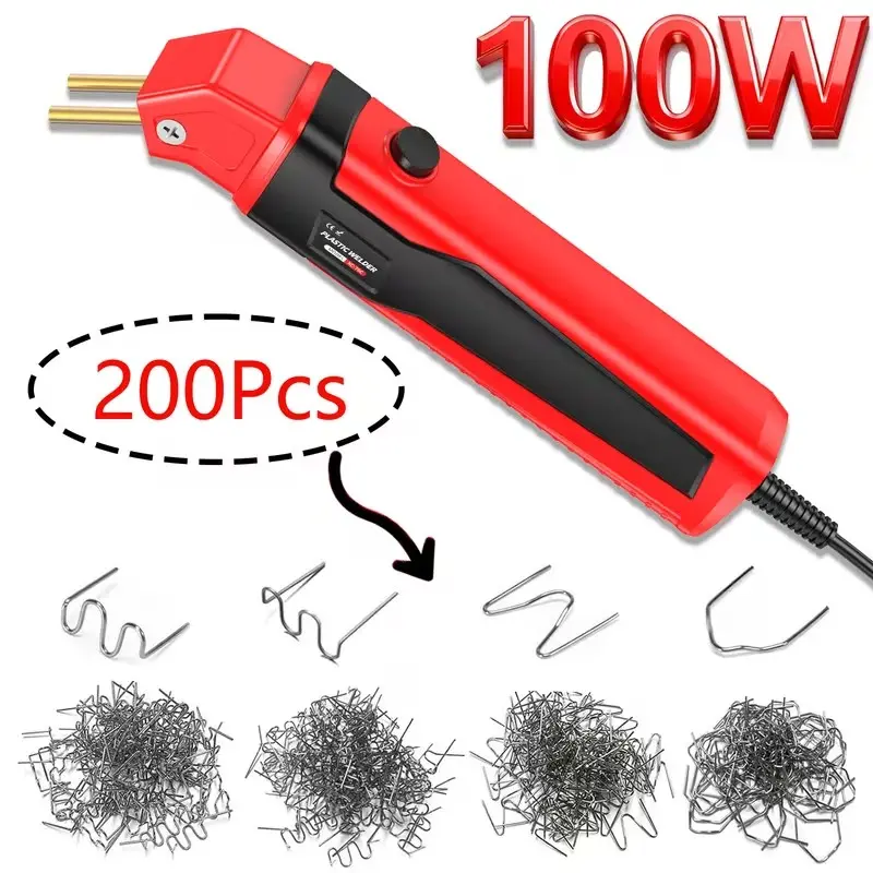Plastic Welding Kit with 200 Rivets, Bumper Crack Repair Gun Set, Hot Stamper, Garage Tool, Auto Body Tools, Car Bumper Plastic Part Repair Machine