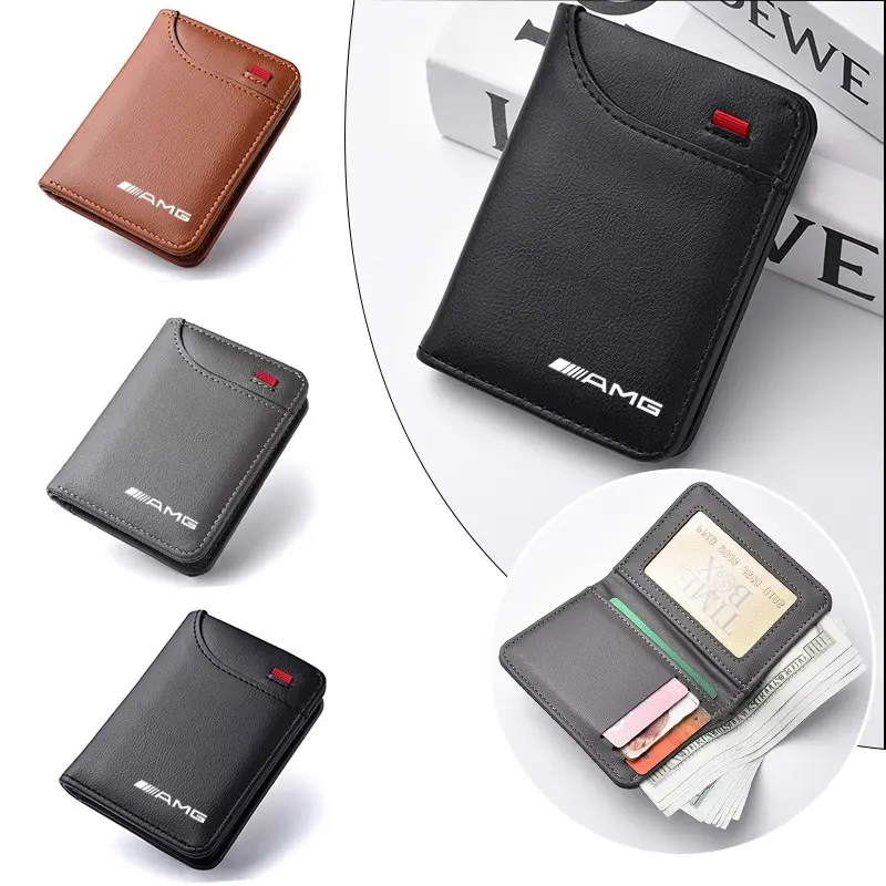 Fashion Car Mini Wallet, ID Card Credit Card Holder, Auto Styling Accessory for Mercedes Benz Amg W206 W204 W205 W212 W213 W221 W222 W223