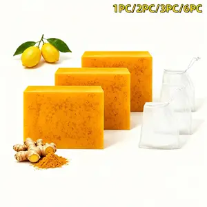Lemon Turmeric Kojic Soap,Natural Soap,Turmeric Soaps Bar for Face and Body, Smooth Skin Tumeric Soapes,Deep Cleansing Soaps for Men & Women