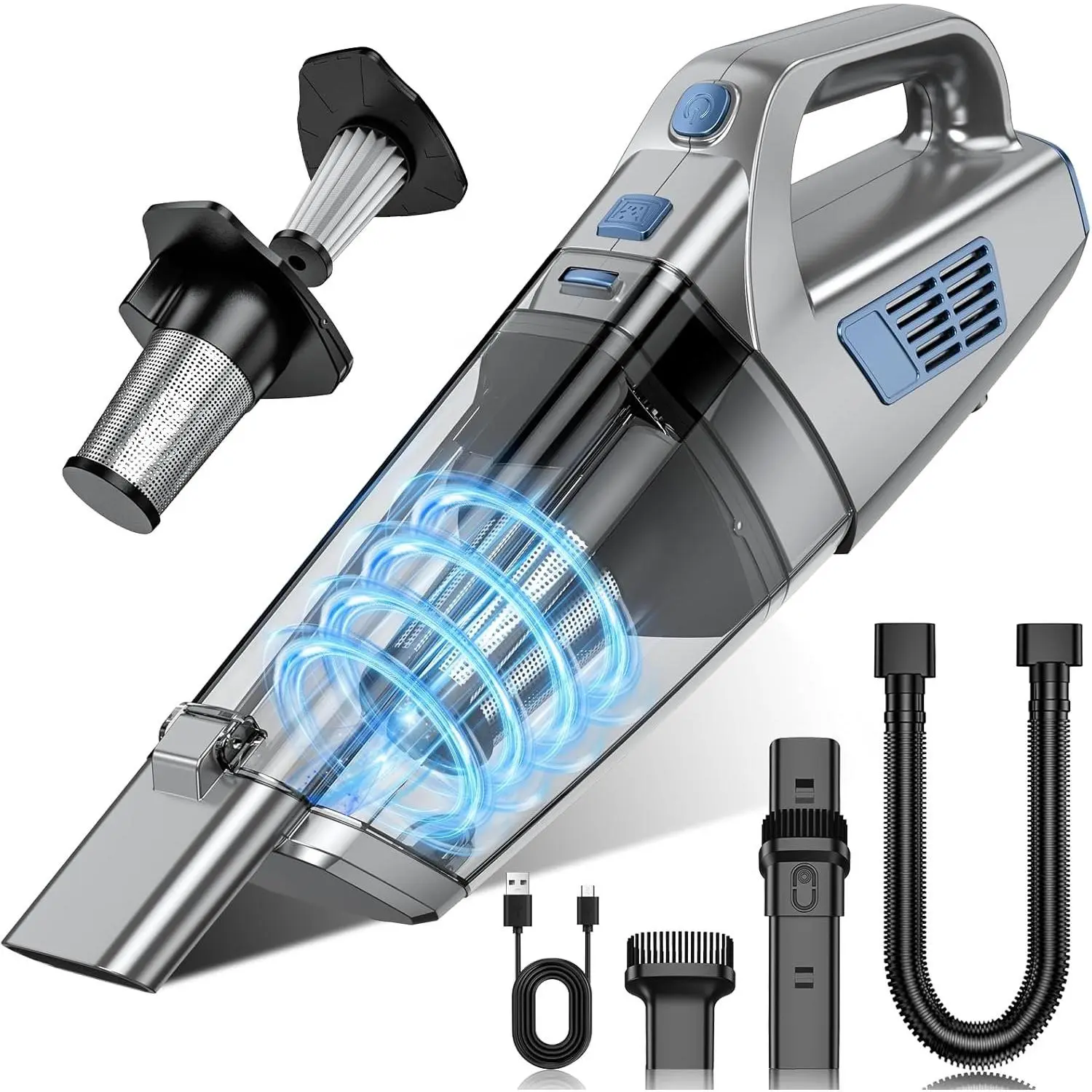 Handheld Vacuum Cordless Rechargeable, Hand Held  Vacuum | 16000PA  Suction Hand Vacuum Cordless Rechargeable with Multiple Accessories, Portable  Vacuum Cleaner for