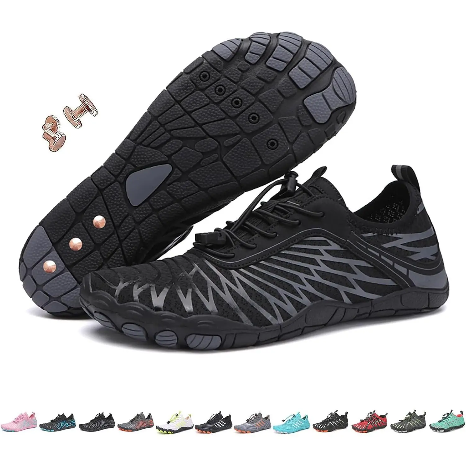 Unisex Copper Grounding Barefoot Shoes - Non-Slip, Comfortable, Slip-On Fit, Quick Drainage Water Hiking Shoes for Neuropathy Relief (Ideal for Water Sports)