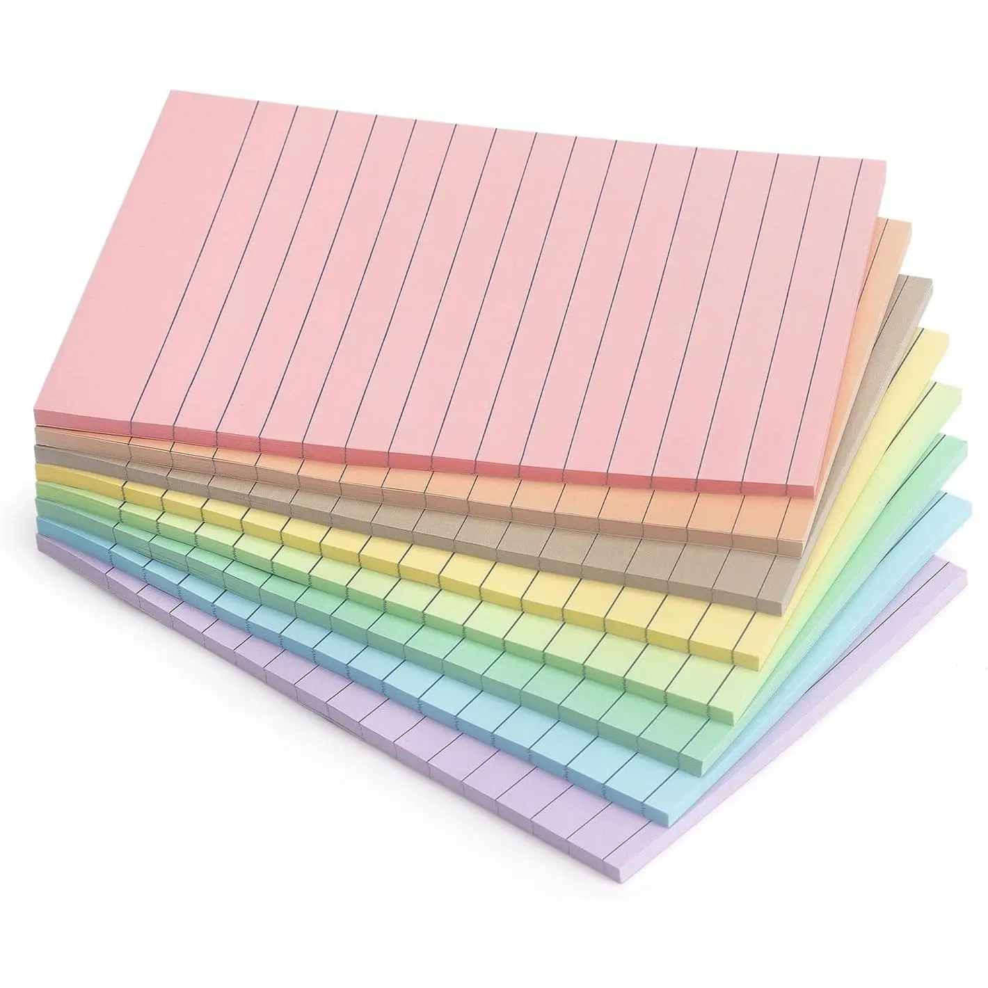 4x6 Inch Lined Sticky Notes 8 Pack Light Colors Premium Self-Adhesive Notepads Large Sticky Pads for Office School & Home Use Easy to Use Reusable & Removable