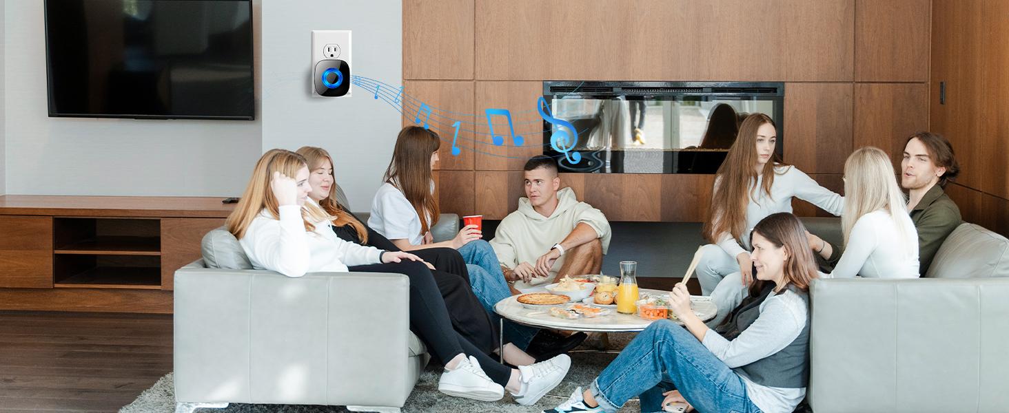 Wireless Doorbell, Classroom Door bell Chimes with Mute Mode - 58 Ringtones&5 Volume Levels Operating at 1300-ft Range LED Strobe, 2 Transmitters+3 Receivers Waterproof Doorbell Kit for Home