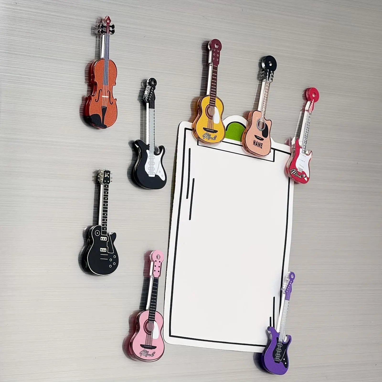 8 Guitar Magnet Refrigerator Stickers, Violin Electric Guitar Shape, Music Lover Decor, DIY Home Kitchen Classroom Magnets