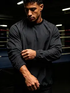 Men's Solid Sauna Top, Casual Loose Breathable Sweat Top for Gym Workout, Men's Sportswear Clothing for Indoor Outdoor Wearv