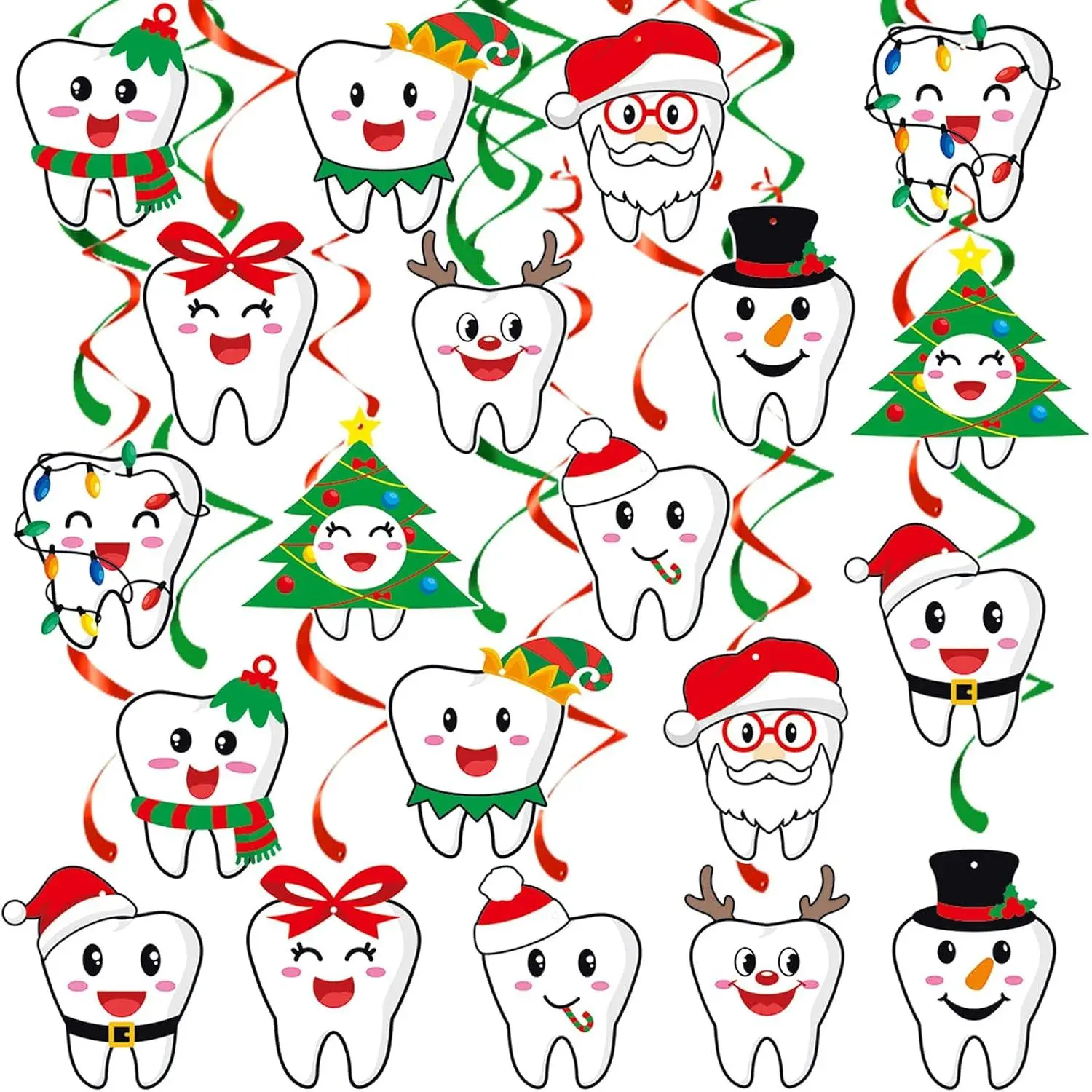 24 count  Christmas  Swirls Decorations, -Themed Ceiling Swirl Ornaments with Foil Accents for  Office, CNA Week, and Holiday Décor