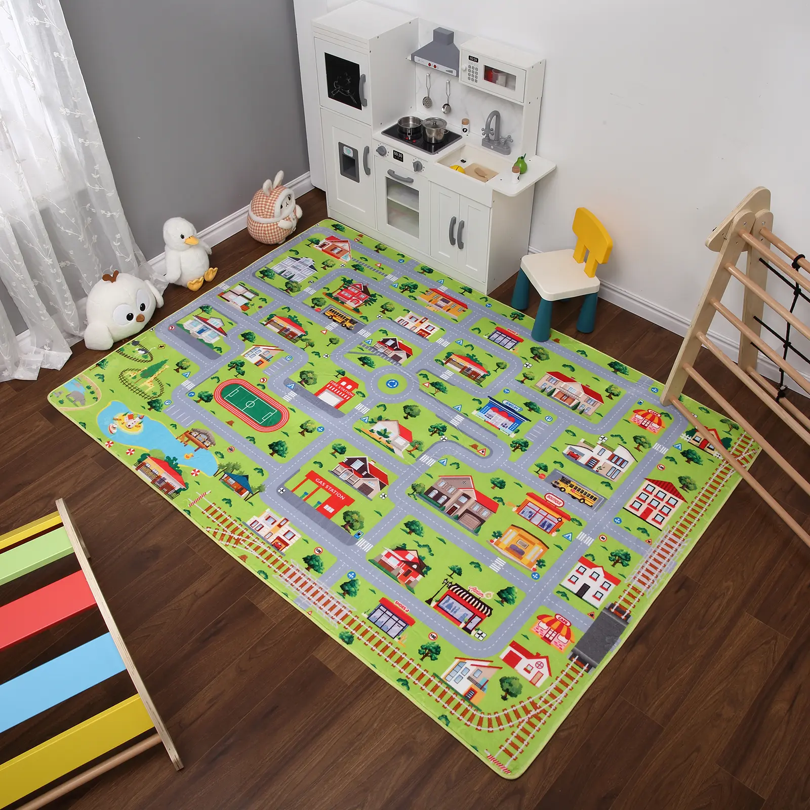Garvee Extra Large Non-Slip Educational City Road Kids Car Play Rug – Ultra Soft Activity Carpet for Playroom, Nursery, Bedroom, Training Room