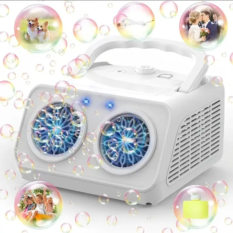 Upgraded Automatic Bubble Blower, 2-blower Unit, Produces Over 30, 000 Bubbles Per Minute, Electric Bubble Machine, Operates with Plug Or Battery