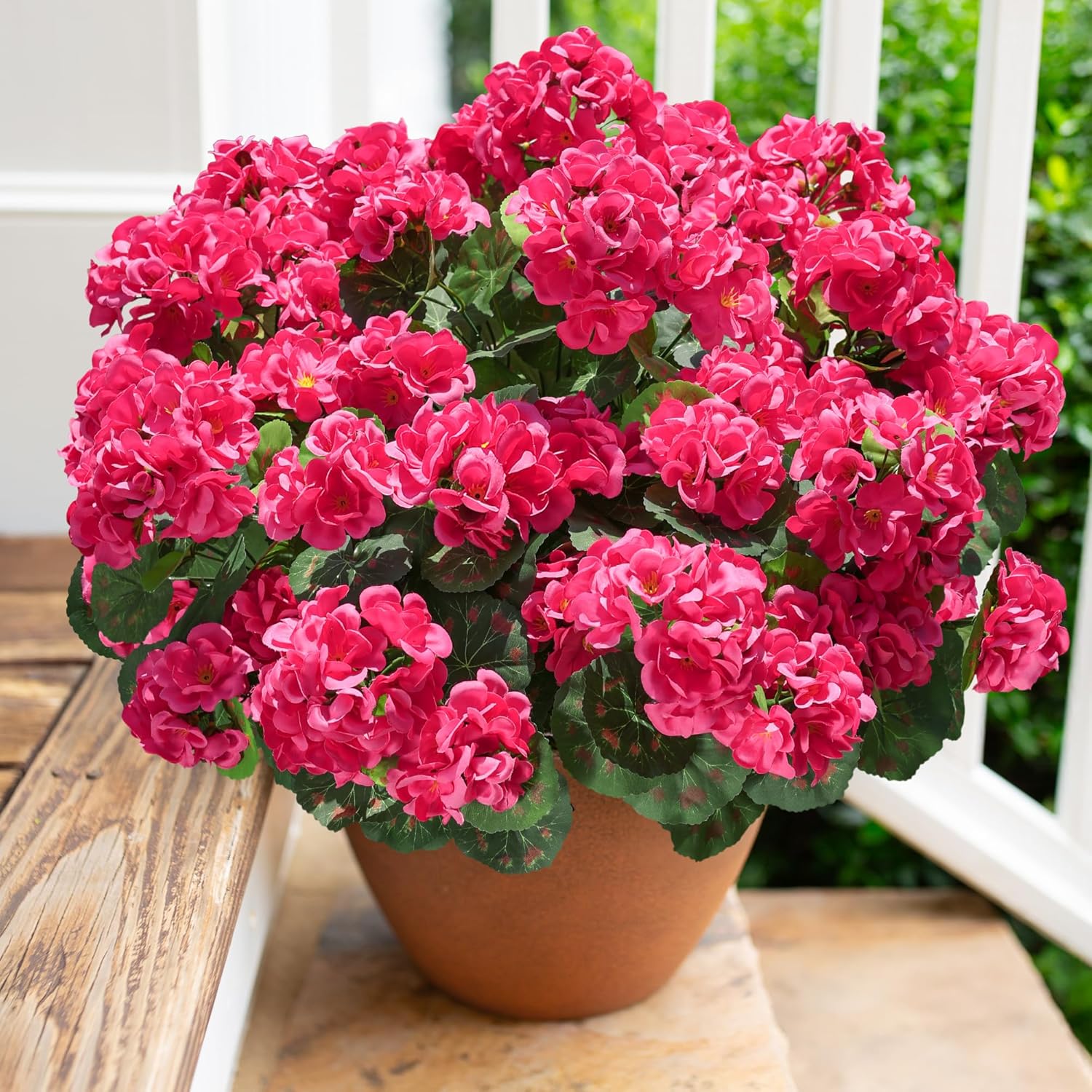 Artificial Geraniums Fake Flowers for Outdoors Decoration, 6 Bundles Silk Geraniums Flower UV Resistant Look Real Faux Plants Fake Blossom Plants for Front Door Garden Porch Planter Patio Balcony Yard Indoor Home, Mix #TOP PICKS