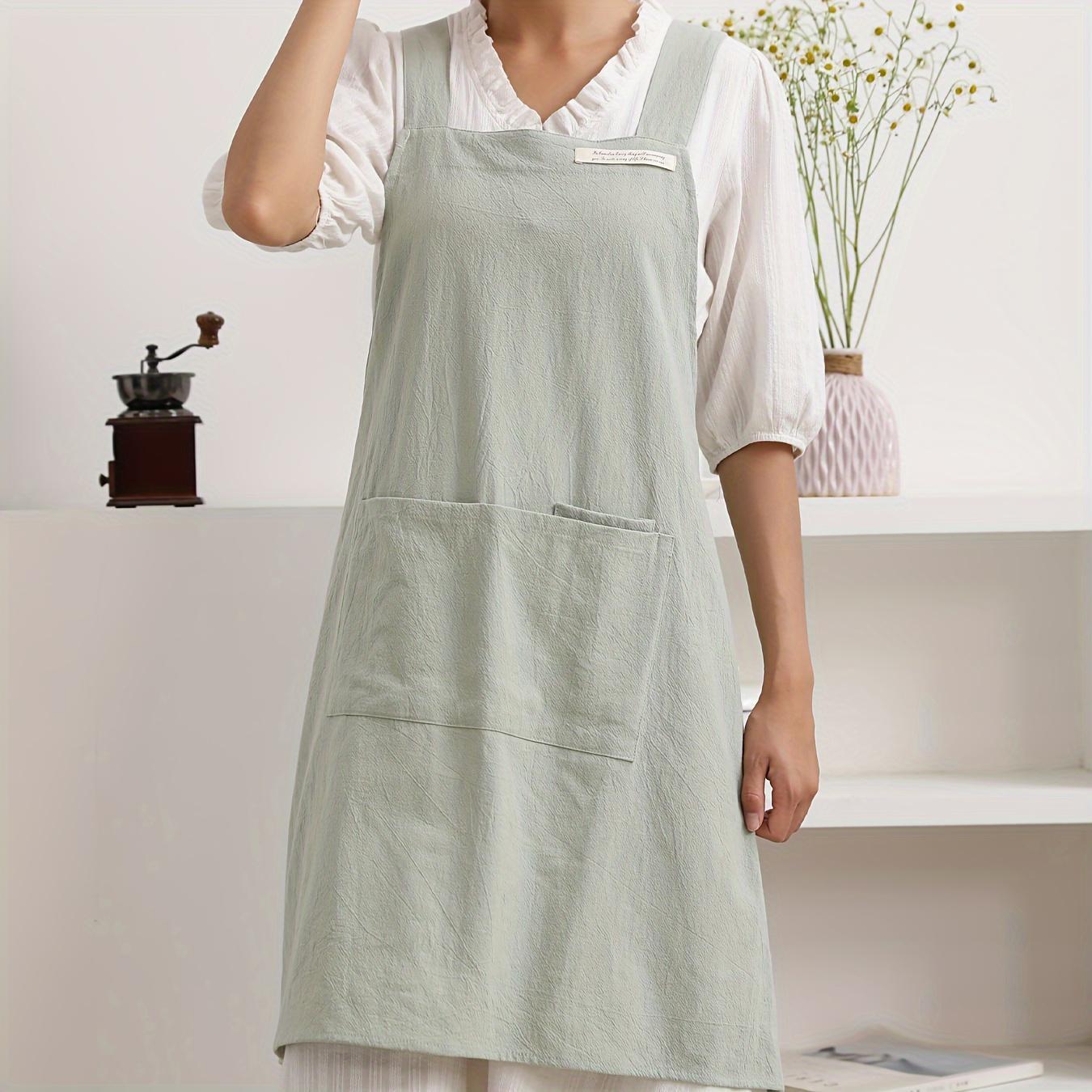 A Single Piece of Apron with Pockets, Featuring Cross-Back Straps, Suitable for Chefs, Gardening, Cooking, Baking, Florists, Painting, Baristas, And As Workwear