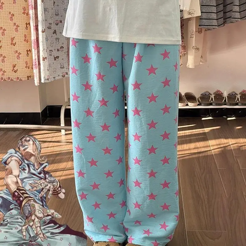 Anime JOJO STEEL BALL RUN Jonathan Joestar Cosplay Pants Costume Blue Casual Pants Summer Home Pajamas Clothes