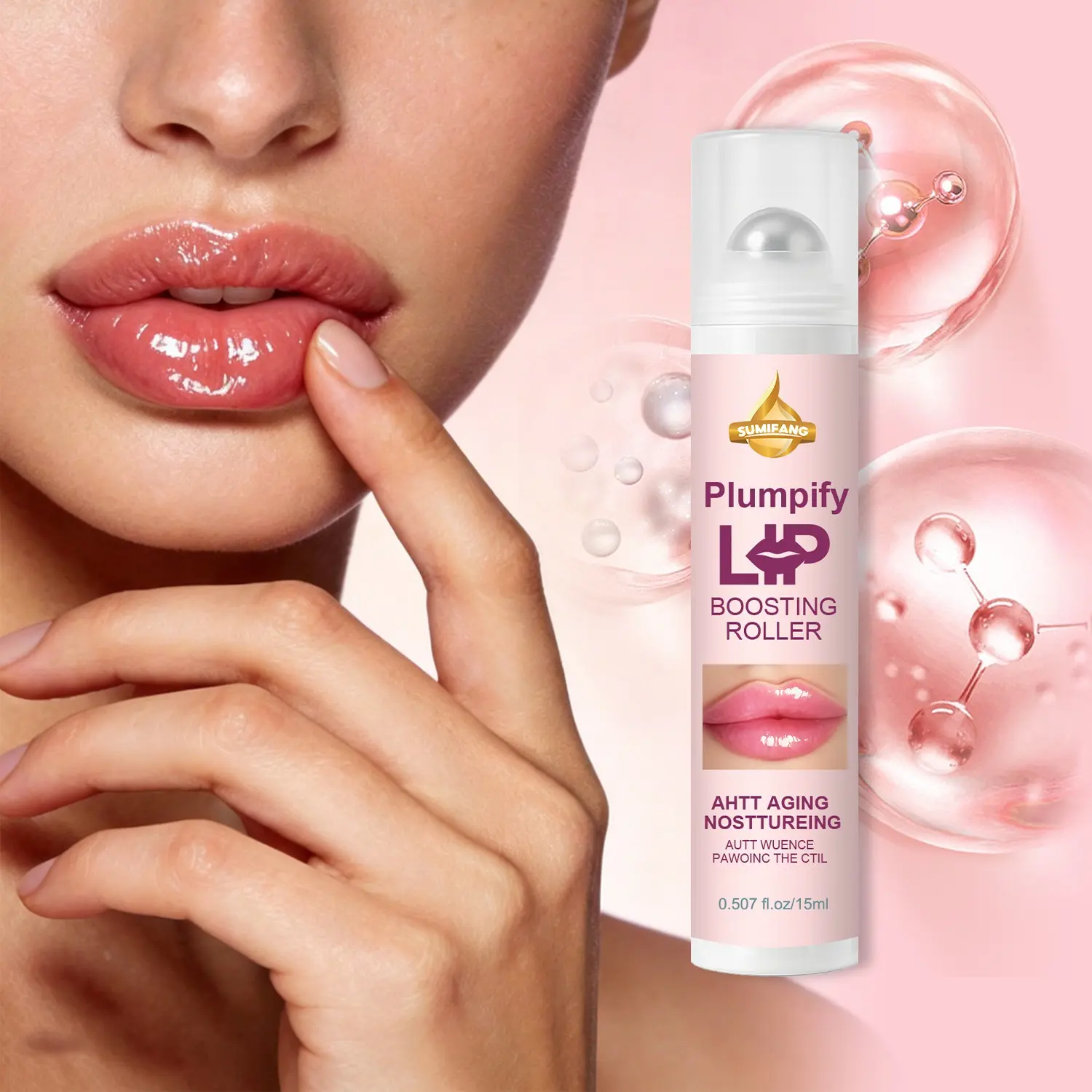 SUMIEANG Lip-Plumping Rollerball Serum 15ml – Collagen Peptides + Vitamin C + Niacinamide – Plumps and volumizes, smooths lip lines, and deeply nourishes | Easy-to-apply rollerball design; lightweight and non-sticky | Creates sexy, perfect lips with a nat