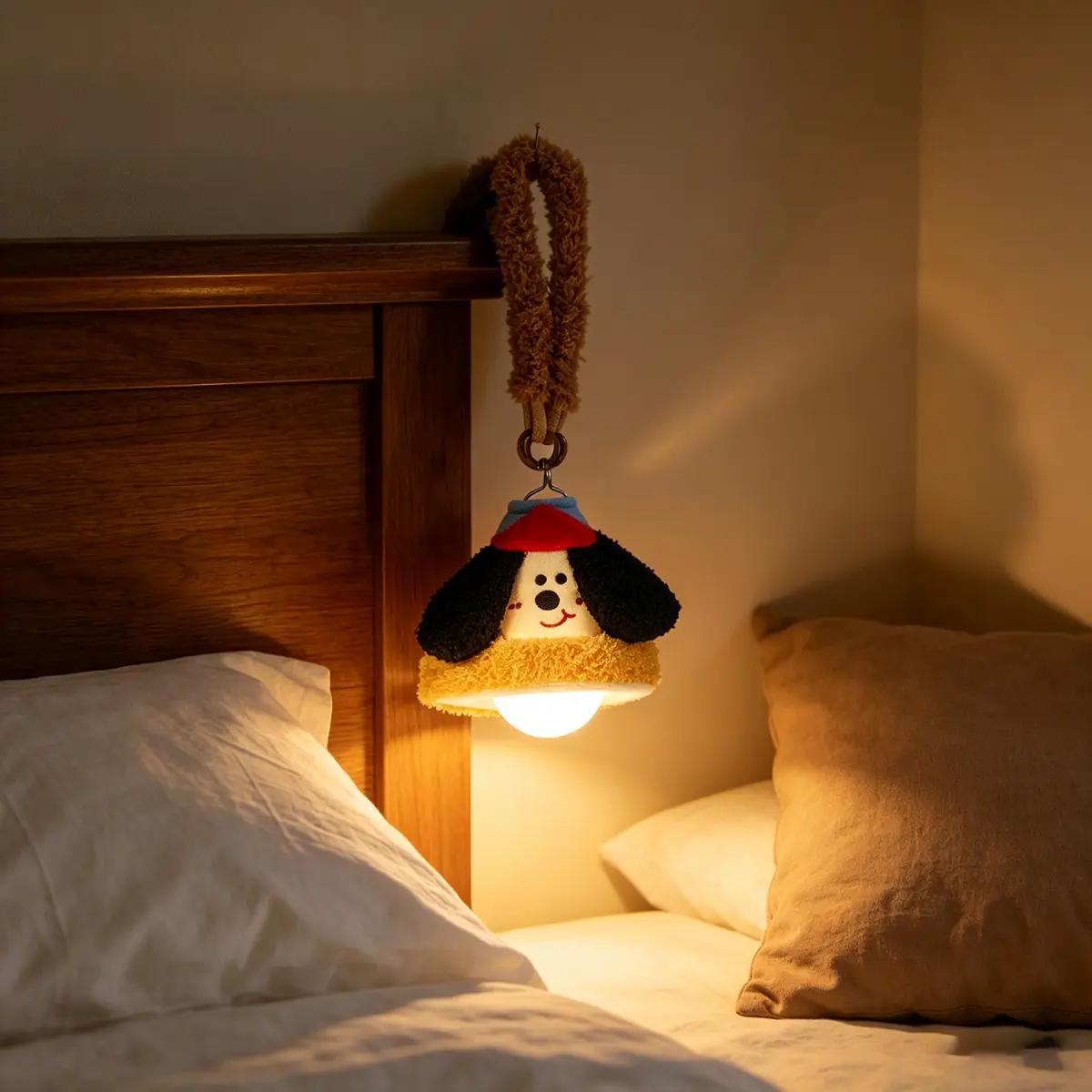 Plastic Big Ear Dog Hanging Night Lamp - Rechargeable, USB-Powered, Multi-Color Cartoon Puppy Pendant Light with Charging Cable, 1-Size Fabric & Plas. Home Decor for College Dormitories (Household Appliance Accessory)