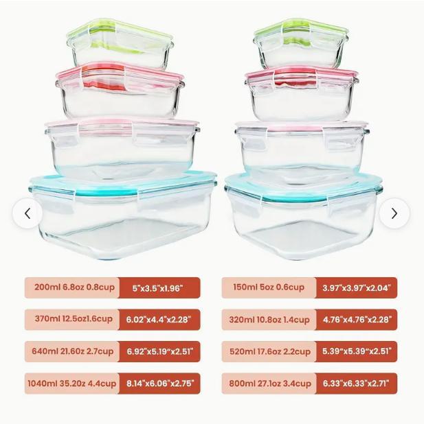 Premium Glass Food Storage Containers 8 Pack Airtight Leak-Proof Microwave Oven Freezer Dishwasher Safe BPA Free Stain-Resistant Easy-Clean for Meal Prep Bento Boxes Kitchen Utensils Premium Glass Food Storage Containers 8 Pack Airtight Leak-Proof Microwave Oven Freezer Dishwasher Safe BPA Free Stain-Resistant Easy-Clean for Meal Prep Bento Boxes Kitchen Utensils