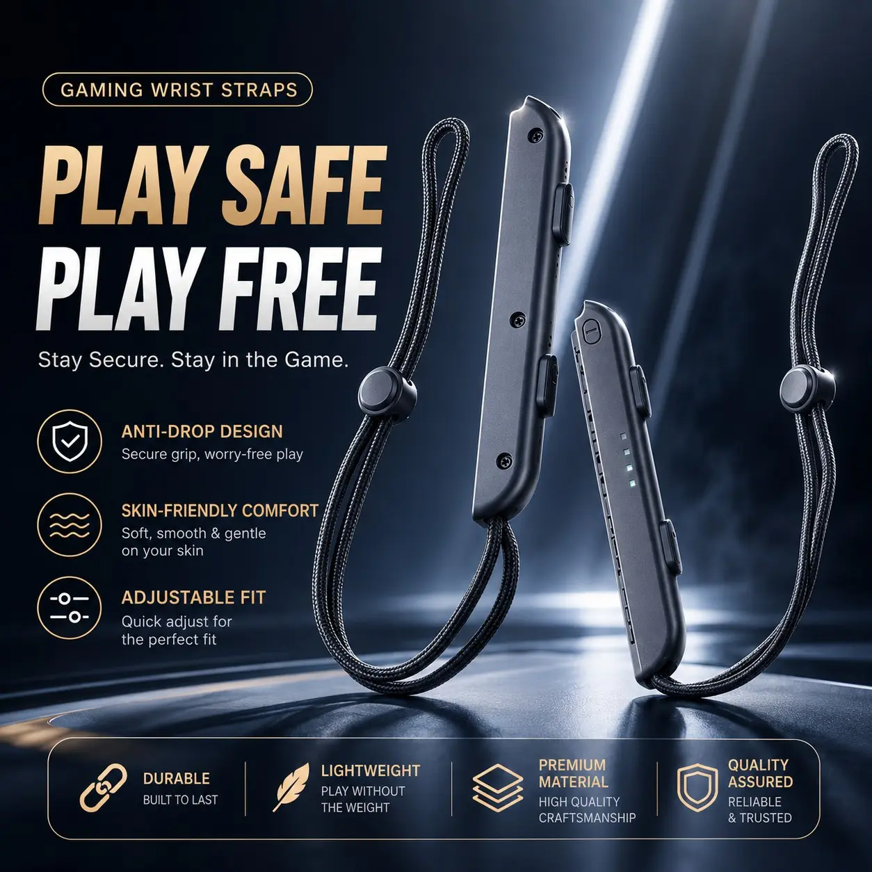 2-Pack Game Controller Wrist Straps, Anti-Slip Safety Lanyard, Suitable for Switch Joy-Con, Gaming Accessories