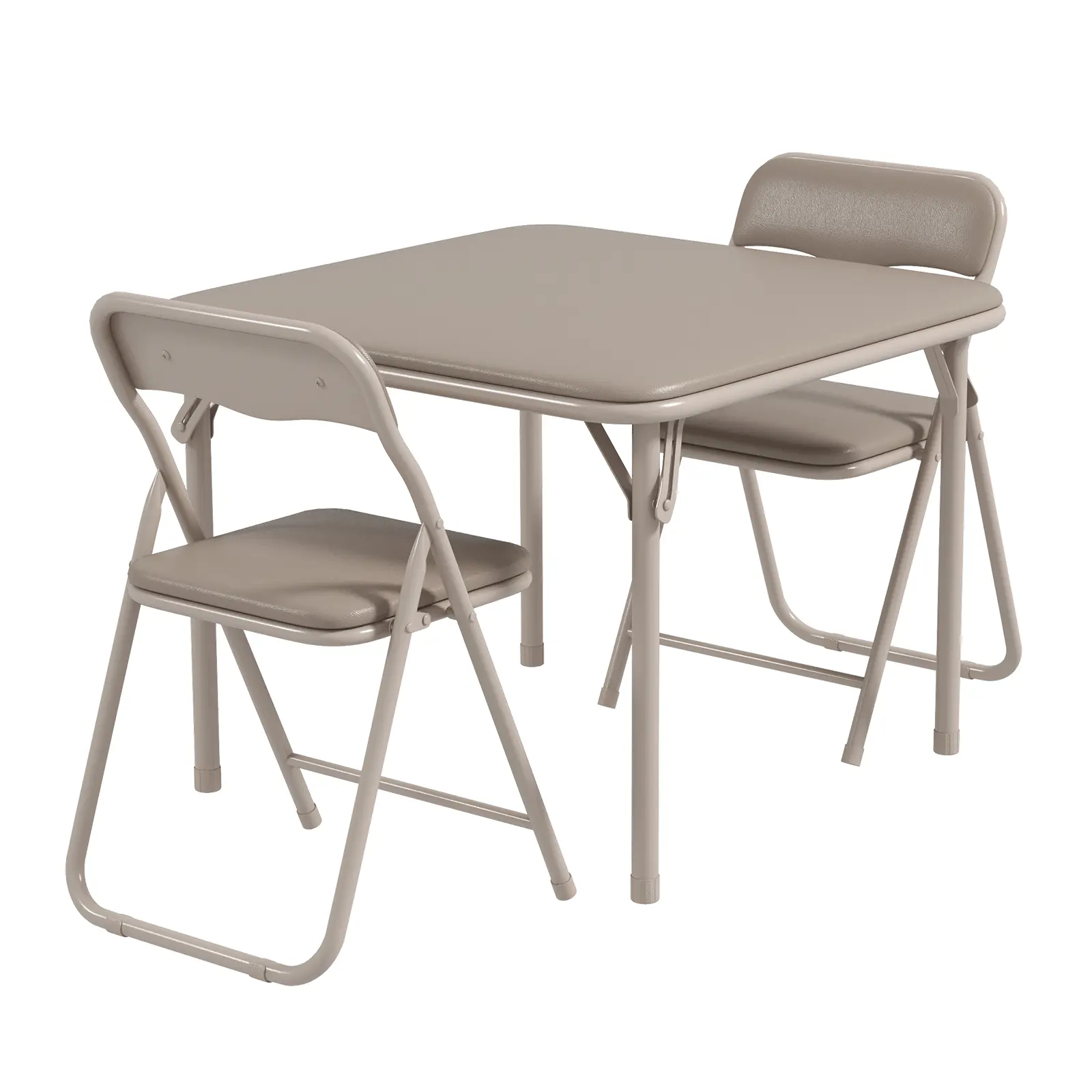 Kids Folding Table and Chairs Set, 3-Piece Portable Activity Furniture – PU Soft Cushioned Seats, Space-Saving Indoor/Outdoor Desk and Chair – Great for Boys, Girls, Eating, Reading, Play
