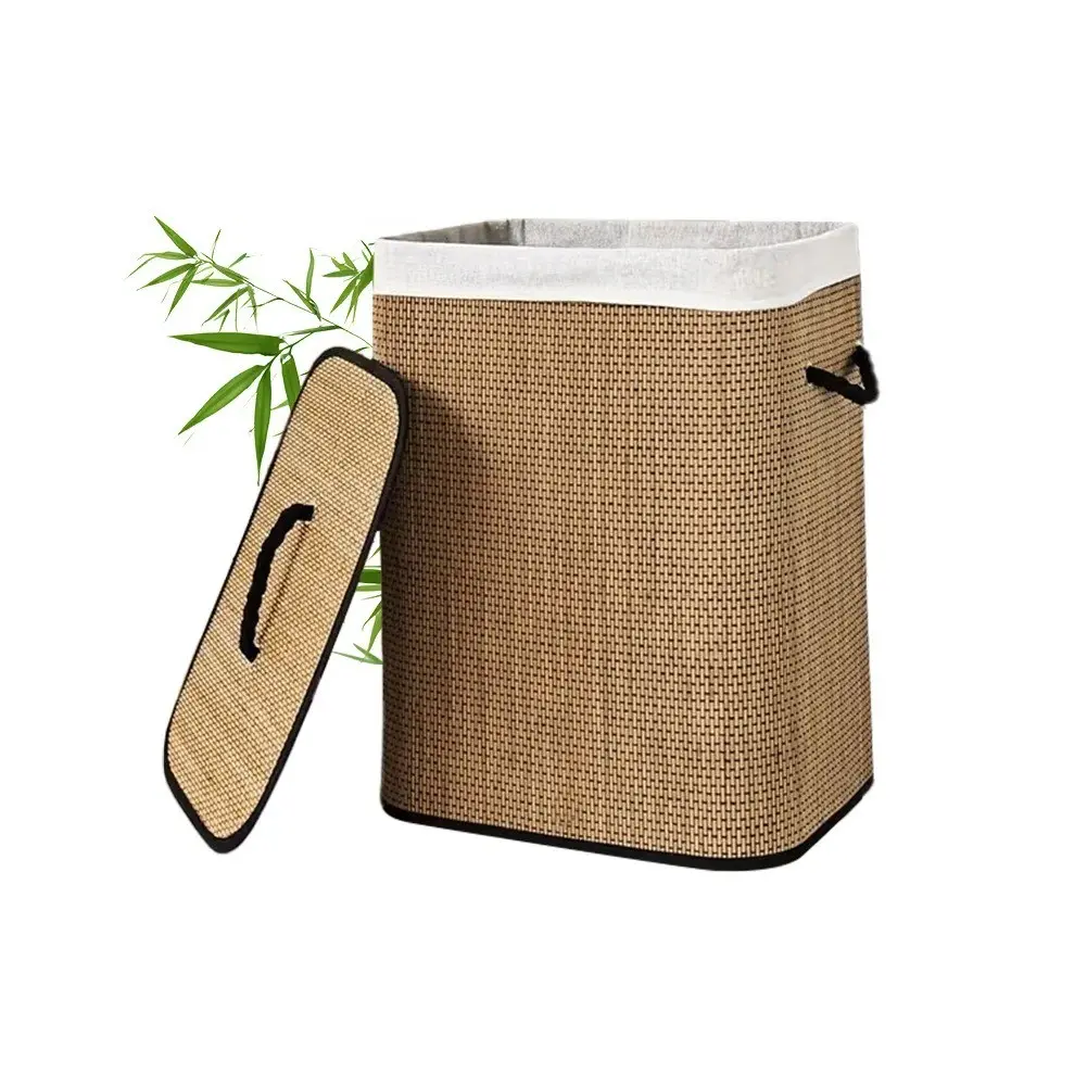 Large Bamboo Laundry Basket with Lid and Handle, 72L Storage Space, Ideal for Bedroom, Bathroom, and Laundry Room