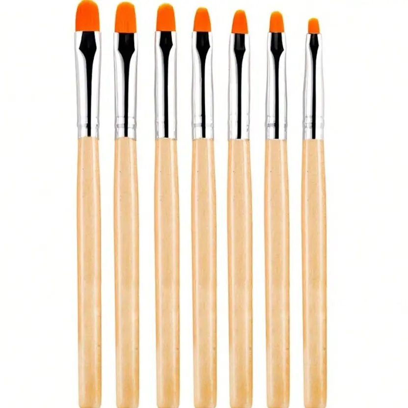 Landot 7pcs Gel Nail Brush Set, Oval Shaped Brushes for Nail Tips Builder & Overlay, Sculpting, Poly Gel & Extensions, DIY & Salon Use