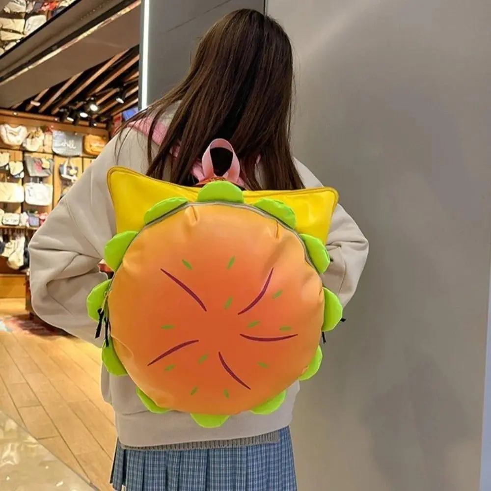 Trendy Large Capacity Cheeseburger Backpack Lovely Style Multi-layer Hamburger Backpack Waterproof Burger Backpack Daily Use