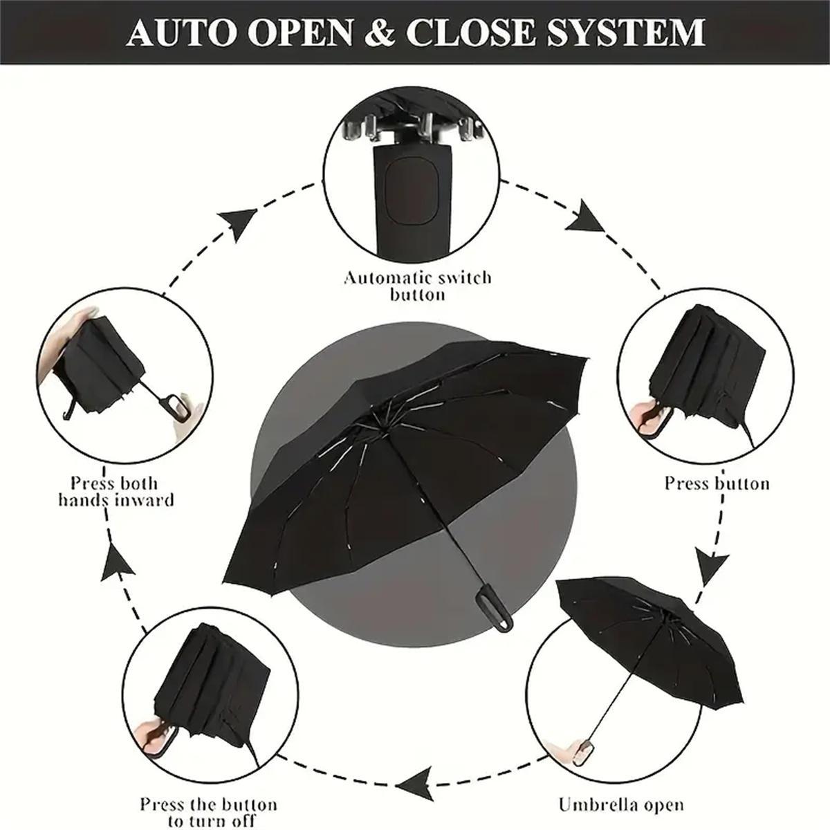 Automatic Folding Umbrella, 1 Count/60pcs Portable Rain Umbrella with Loop Buckle, Windproof & Waterproof Umbrella for Men & Women #GLOBAL PICKS Automatic Folding Umbrella, 1 Count/60pcs Portable Rain Umbrella with Loop Buckle, Windproof & Waterproof Umbrella for Men & Women #GLOBAL PICKS
