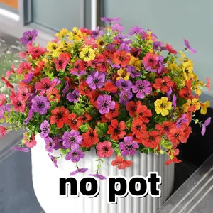 Artificial Flowers Realistic Plants Outdoor Fake Faux Floral Decorative Flowers Spring Summer Decoration, Artificial Flower Decorations, 12 Bouquets Plastic Daisy UV Resistant for Porch Patio Garden Pots Home Decoration Bouquet