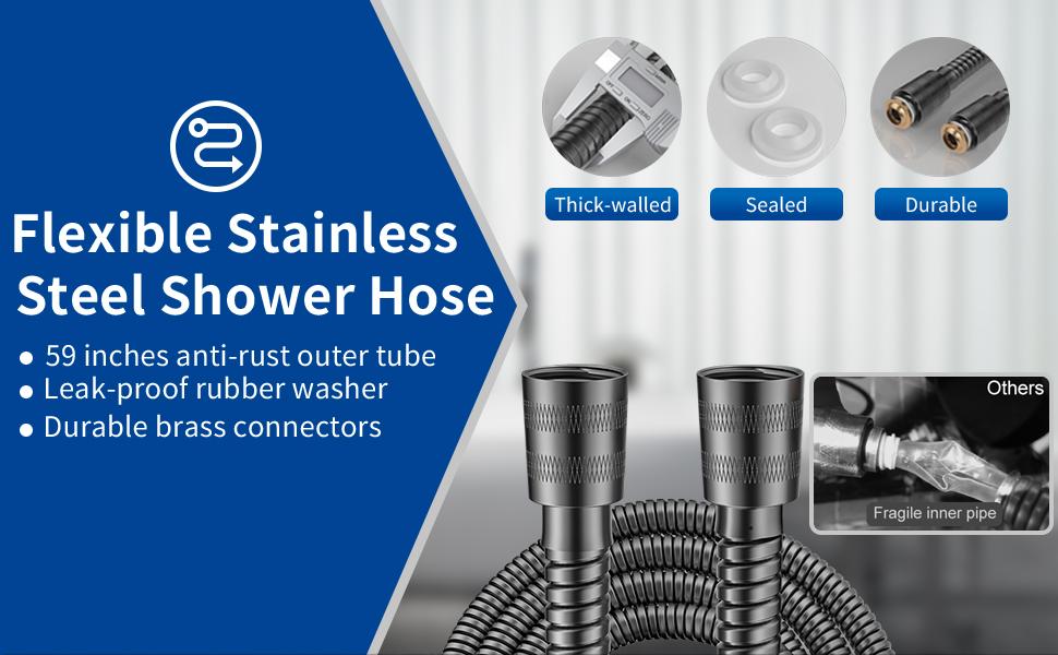 Ion Drops Shower Head with High Pressure Clean Tub & Pet Multi-Mode 60 Inch Hose Filtered Remove Chlorine Massageable ON/OFF Switch for Versatile Use