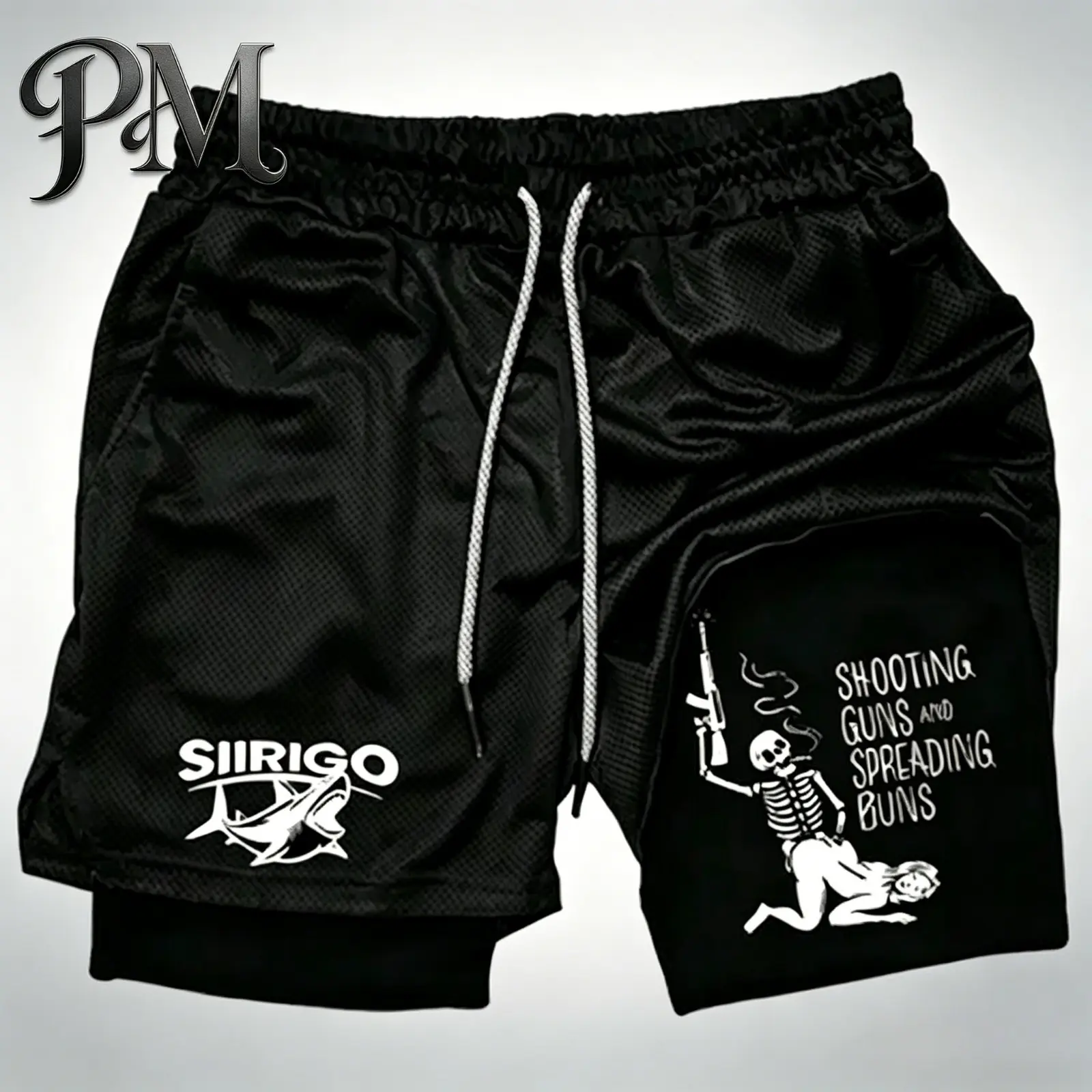 Men’s Skeleton Graphic 2-in-1 Running Shorts Quick-Dry Bilayer Compression Gym Athletic Training Shorts Y2K Grunge Streetwear Punk Aesthetic Summer Activewear Moisture Wicking Breathable Basketball Jogging Beach Outdoor Fitness Holiday Gift for Men Women