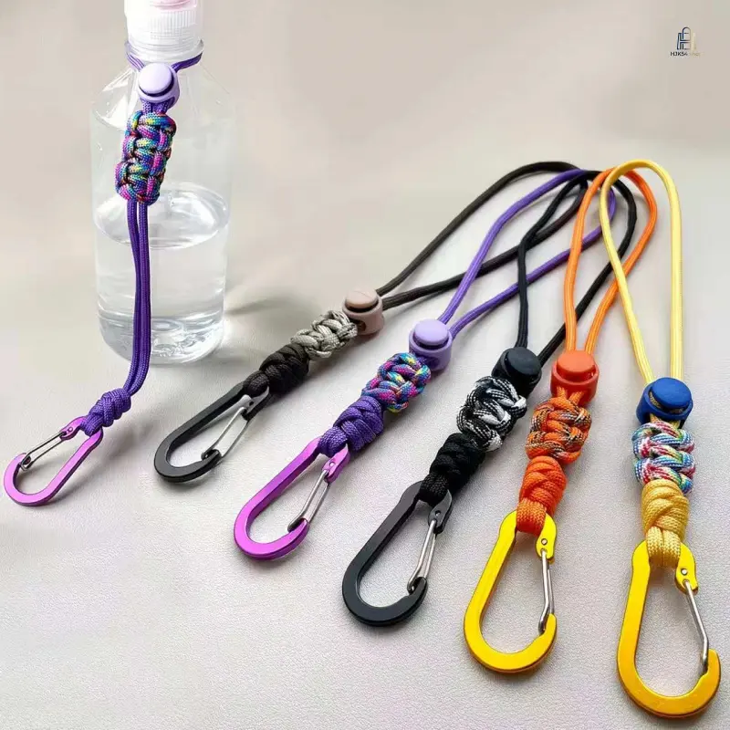 Stainless Steel Tactical Carabiner Hook - Anti-Lost Clip, Adjustable Wrist Lanyard Keychain, Water Bottle Hook Buckle, Sturdy Outdoor Fashion Accessory for Camping Daily Carry