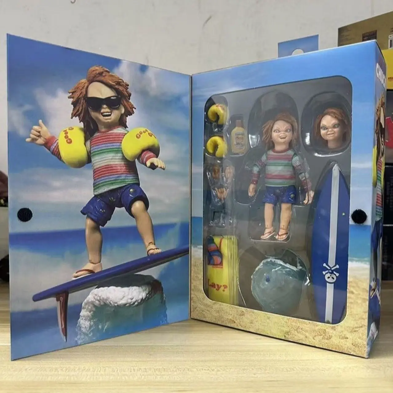 Neca Chucky Surfing Cult Edition Figure, Desktop Decor, Halloween Gift, Christmas Present, Party Favor, Collectible Model, Collectible Figure Ornament