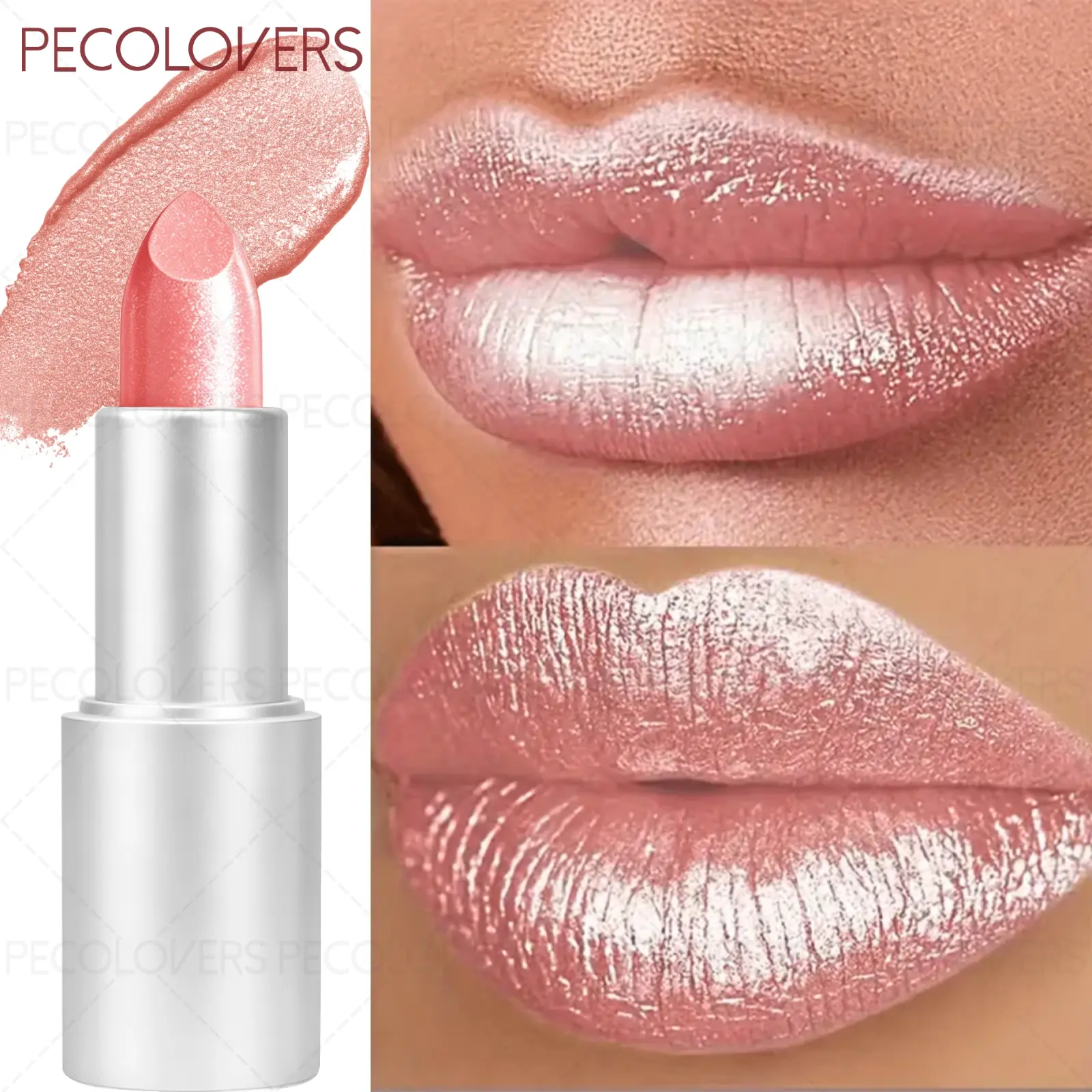 1PC Sparkling Pearlescent Shimmer Lipstick - Long-lasting Moisturizing, Easy To Apply, with Shiny Luster and Bright Color, Waterproof and Sweat-proof, Light and Non-sticky, Suitable for Dates and Daily Use, Women's Lip Makeup, Beauty Lipstick