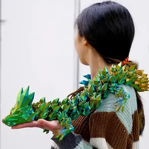 3D Printed Crystal Dragon Toy in 150cm, 84cm, 60cm Sizes, Flexible Joints, Vivid Colors, Perfect Home Office Decor and Creative Gift