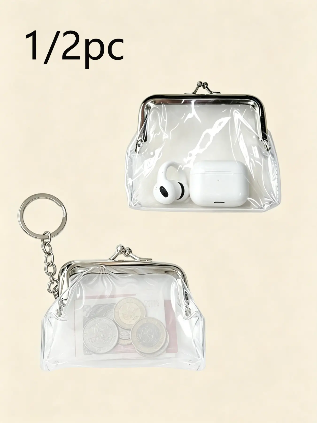 Transparent Wallet Keychain, Minimalist PVC Mini Storage Bag, Portable Coin Lipstick Earphone Case, Women Girls Daily Travel Accessory, Coin Purse