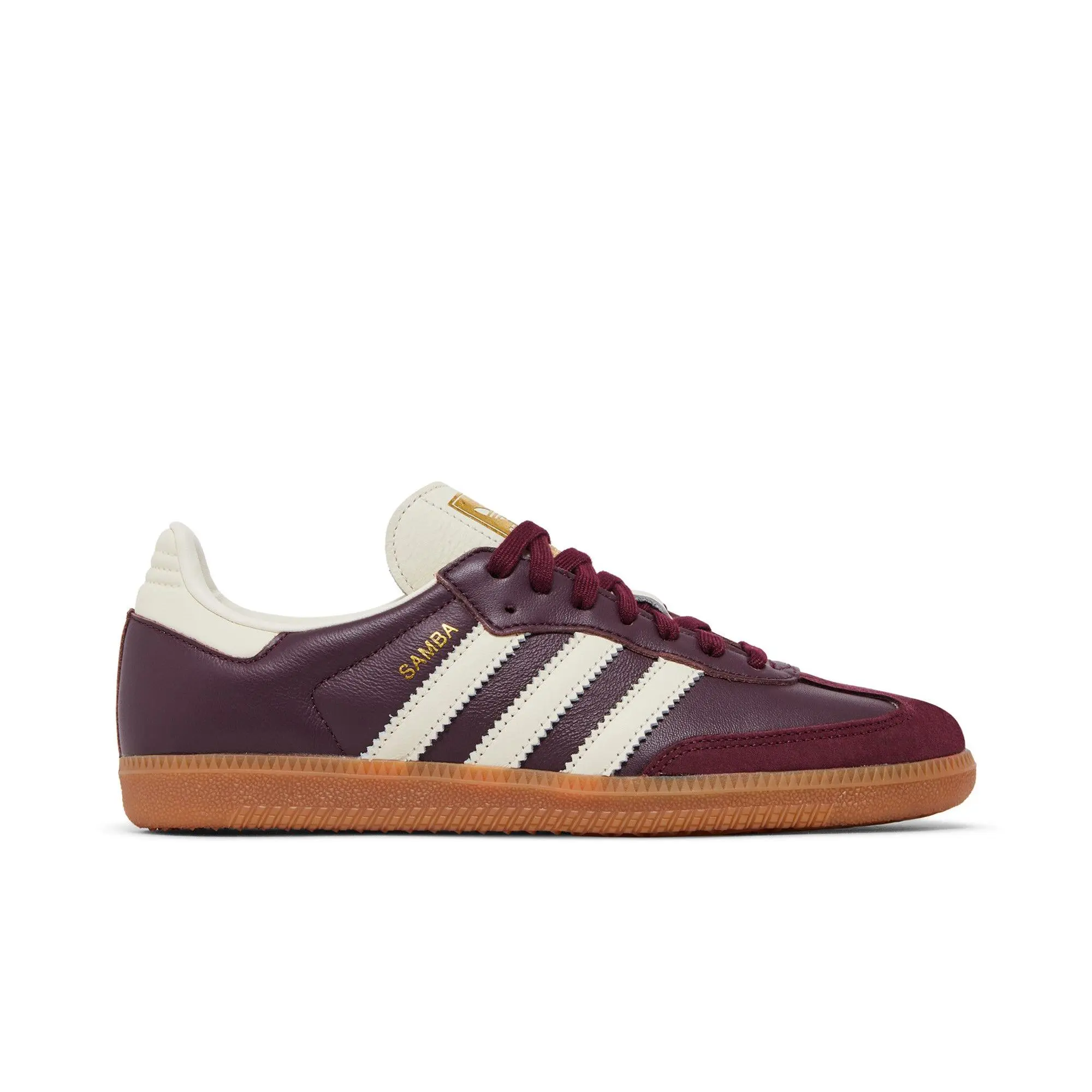 adidas Womens Samba OG 'Maroon' (women's sizes) Maroon/Cream White/Gold Metallic training shoes ID0477