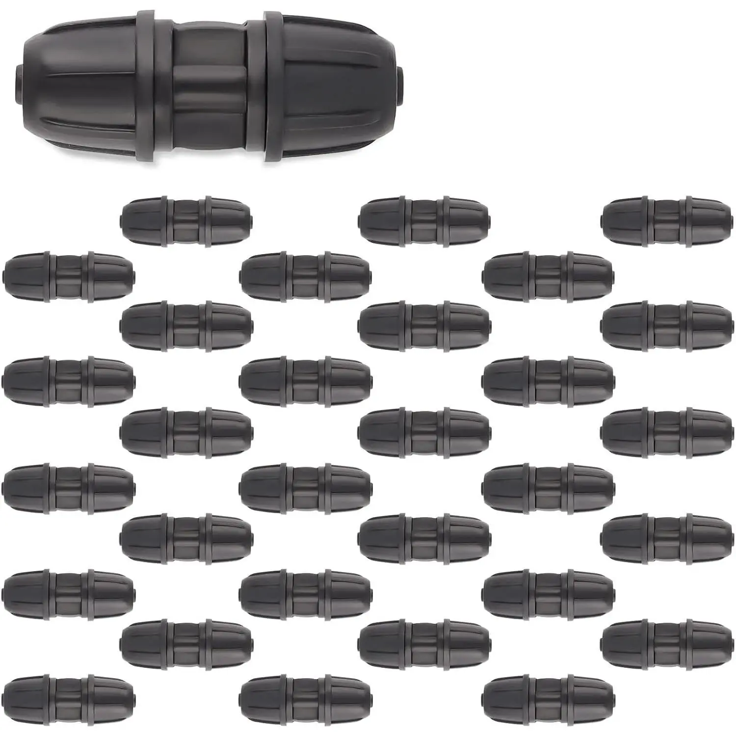 30 count Drip Irrigation Fittings 1/4" Irrigation Tubing Coupling | Lock Barbed Straight Through Connectors for 6mm Iirrigation Hose, Drip Line Connectors for Garden Sprinkler Irrigation System