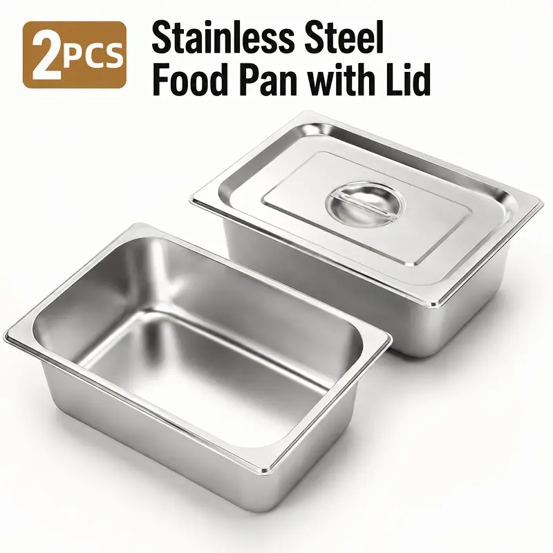 2pcs Stainless Steel Food Storage Containers -Dessert Display BoxesPerfect for Picnics, Meal Prep, Refrigerator Organization, AndKeeping Fruits, Meat, Vegetables, AndCakes Fresh with Airtight Sealed Storage.