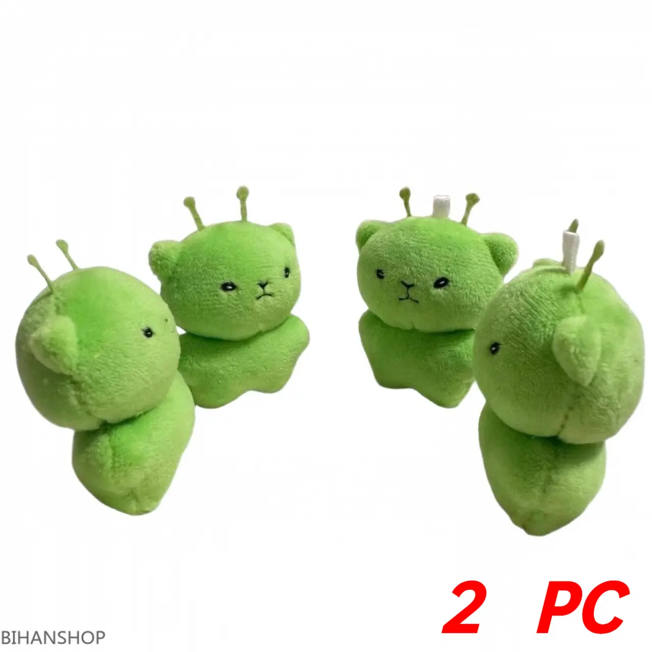 Cute Green Alien Bear Plush Keychain, Kawaii Stuffed Animal Bag Charm with Antenna, Soft Fluffy Cartoon Alien Backpack Pendant, Y2K Weirdcore Aesthetic Key Ring, Adorable Plushie Accessory for Purse Backpack & Gift