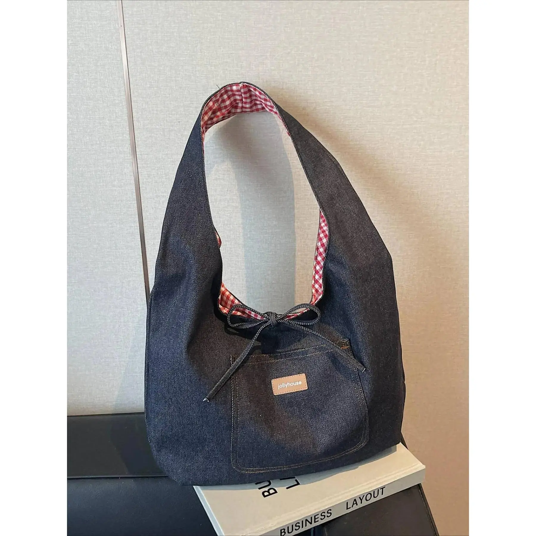 Women's Vintage Denim Shoulder Bag, Comfortable & Structured Satchel, Large Capacity Travel Purses for Work & Daily Use, Casual, Classic Denim Texture, Coffee Dates, Easy To Carry, Errands, Structured Shape, Spacious Large Capacity, Large Crossbody Bags