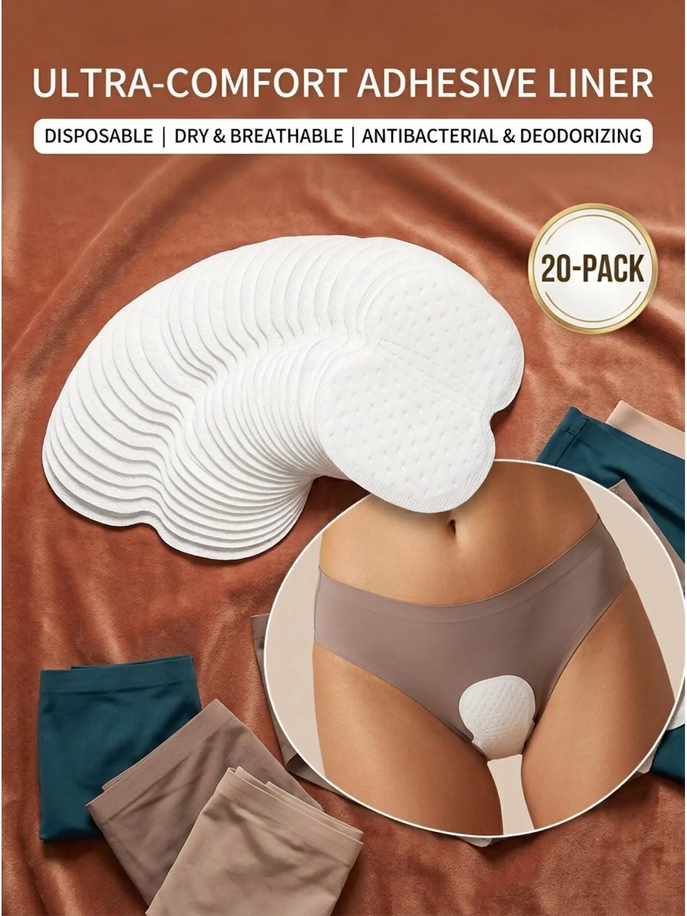 20pcs Women's Disposable Sweat-Absorbing Sweat Control Pads for Underarm & Underwear, Absorbent Liners, Anti-Embarrassment, Multi-functional Body Pads