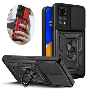 Slide Camera Lens Protector Armor Case For Xiaomi Redmi Note 14 13 12 11 Pro Plus 11s 12s Military Armor Ring Bracket Push Cover