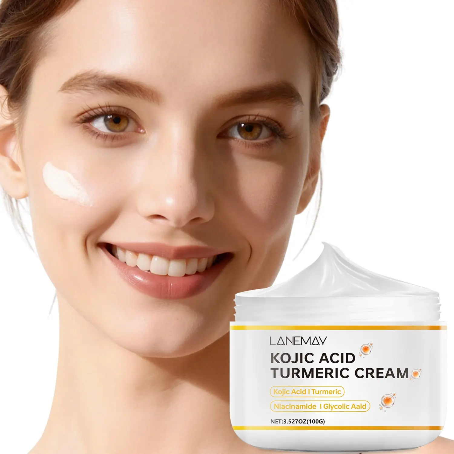 100g Kojic Acid Turmeric Radiance Moisturizer Cream with Niacinamide, Glycolic Acid - Moisturizing, Brightens Complexion, Smooth & Firm - For Dull & Rough Skin, Daily Renewing Care