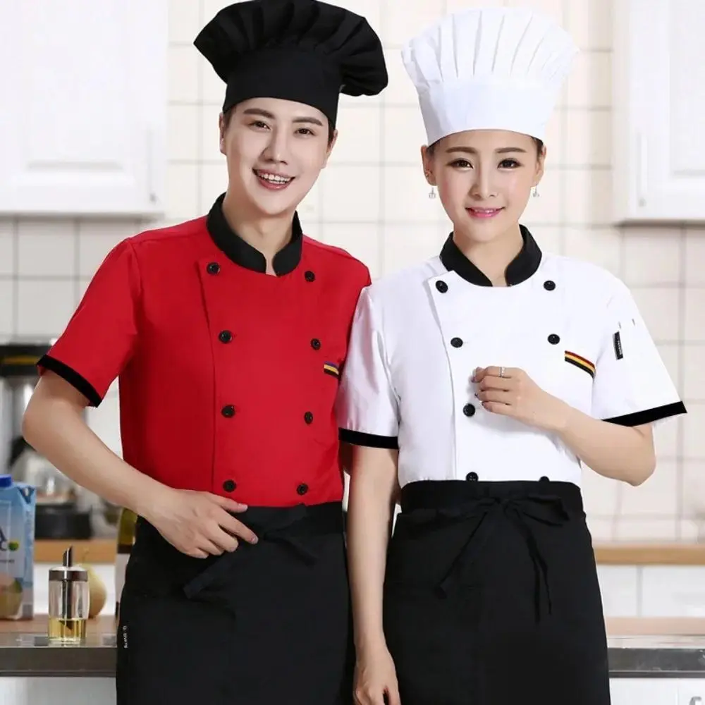 Summer Breathable Chef Uniform Short Long Sleeve Unisex Kitchen Work Wear for Restaurant Baking Cooking