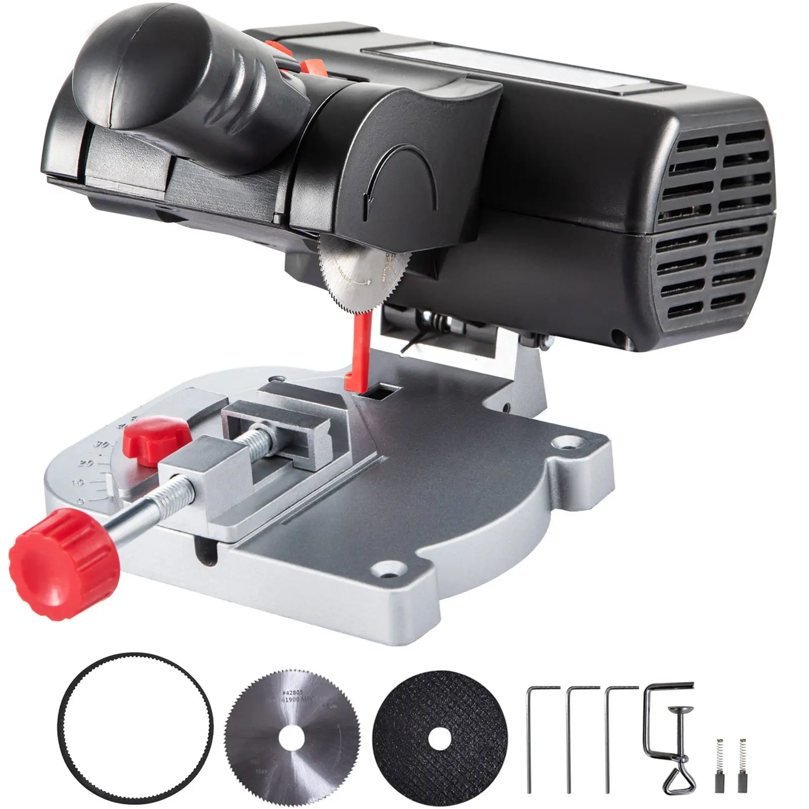 【Summerfinds】VEVOR Benchtop Mini Miter Cut-off Chop Saw, 110V, 0-45° Adjustable Scale, 1/2 in Cutting Depth, 7800 RPM, 2x 2-5/16 in Steel & Resin Blades for DIY Metal (Copper, Aluminum, Zinc) & Wood Hobby Craft, 0-45° Miter Cutting