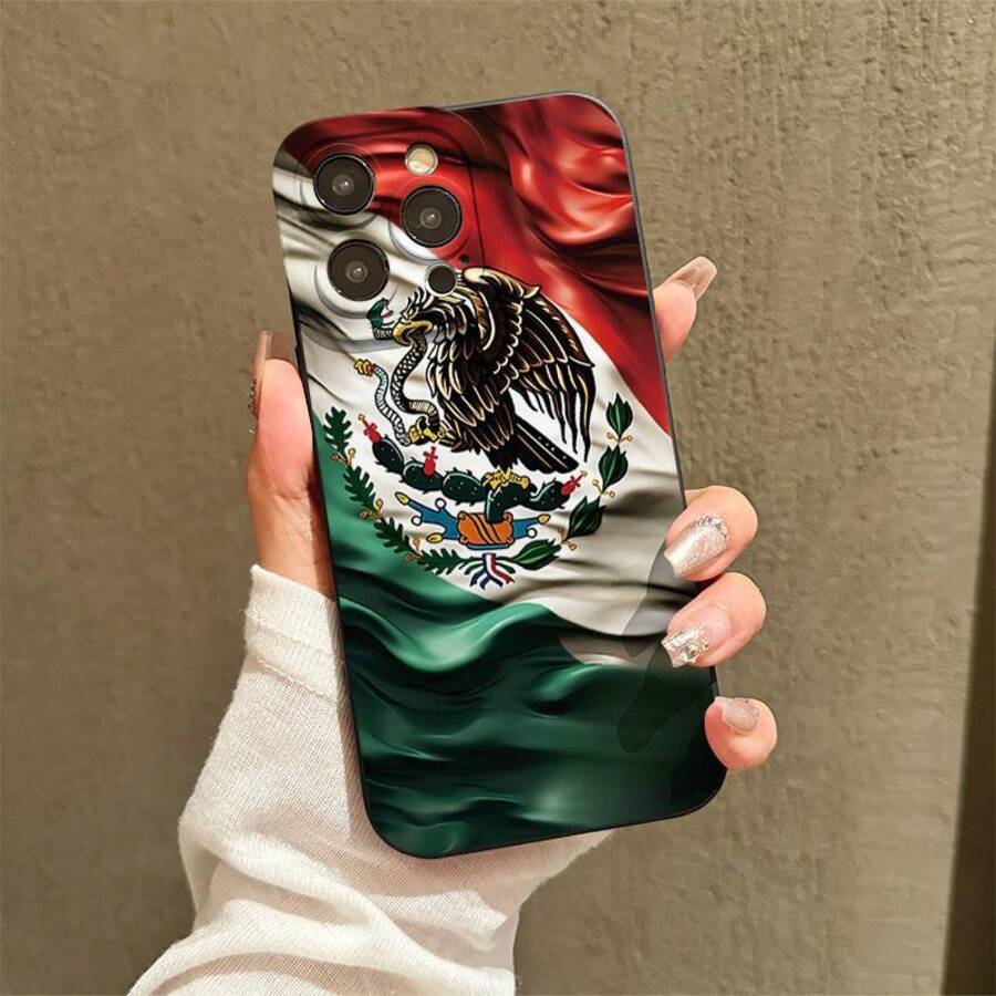 Mexico Flag Pattern Phone Cases With Lens Protector, Shockproof Mobile Phone Case, Decorative Phone Protector Cover, Phone Accessories Compatible With  15 Pro Max Case  14 Pro Max Case  11 Cases