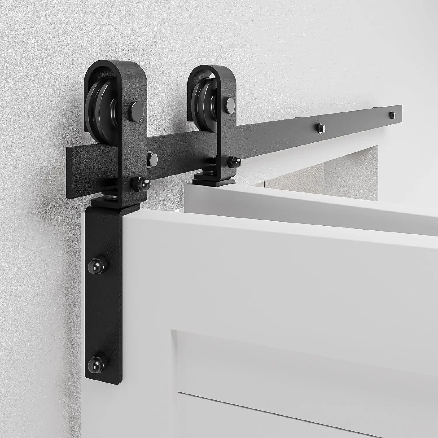 36" Bi-Folding Sliding Barn Door Hardware Track Kit,Smoothly&Quietly,Side Mounted Black Roller,Easy Install,Door Not Included [Fit Double 16" Bifold Doors]