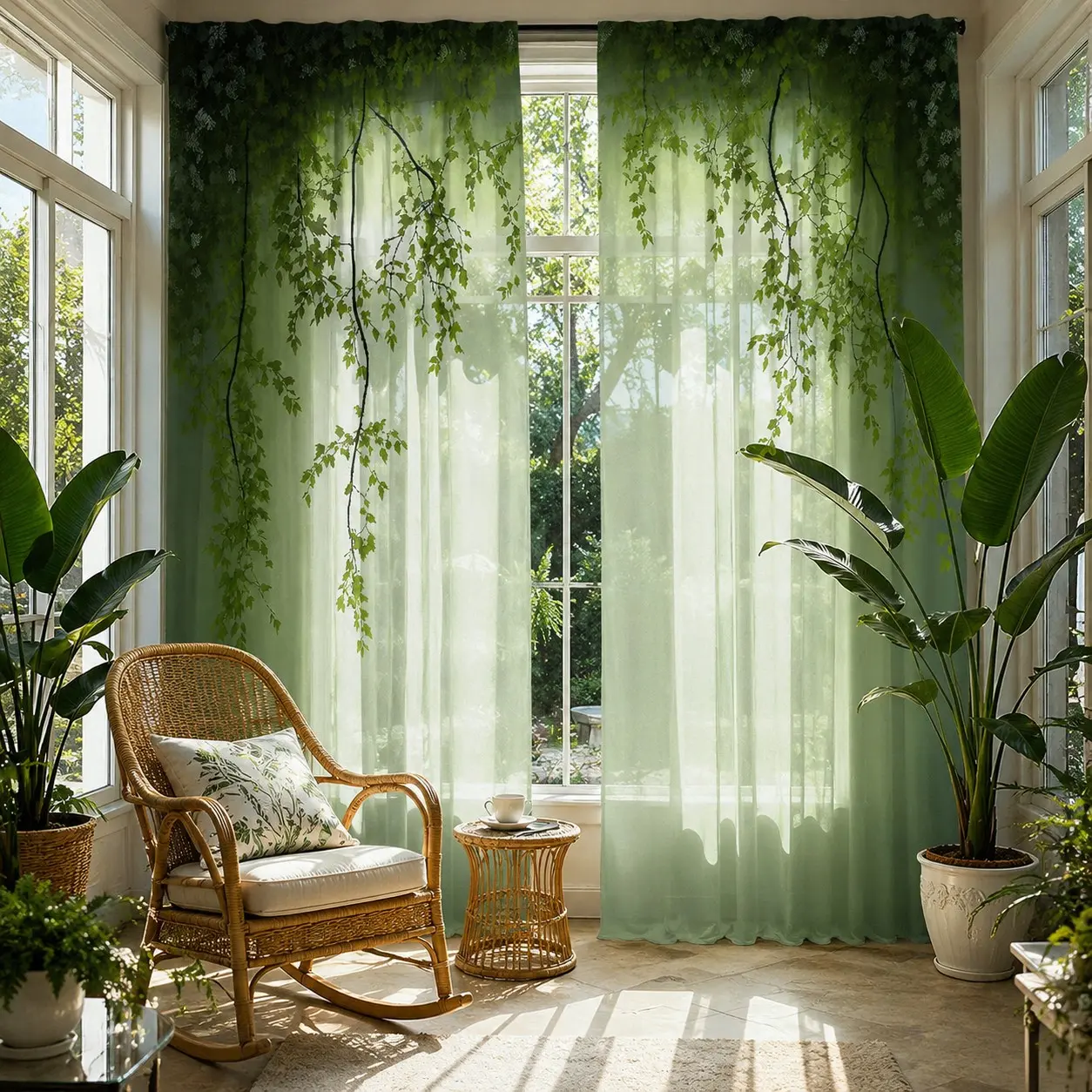 Forest Print Curtains 2pcs, Fresh Eco-Friendly Living Room Bedroom Curtains, Suitable for Living Room Bedroom Rooms