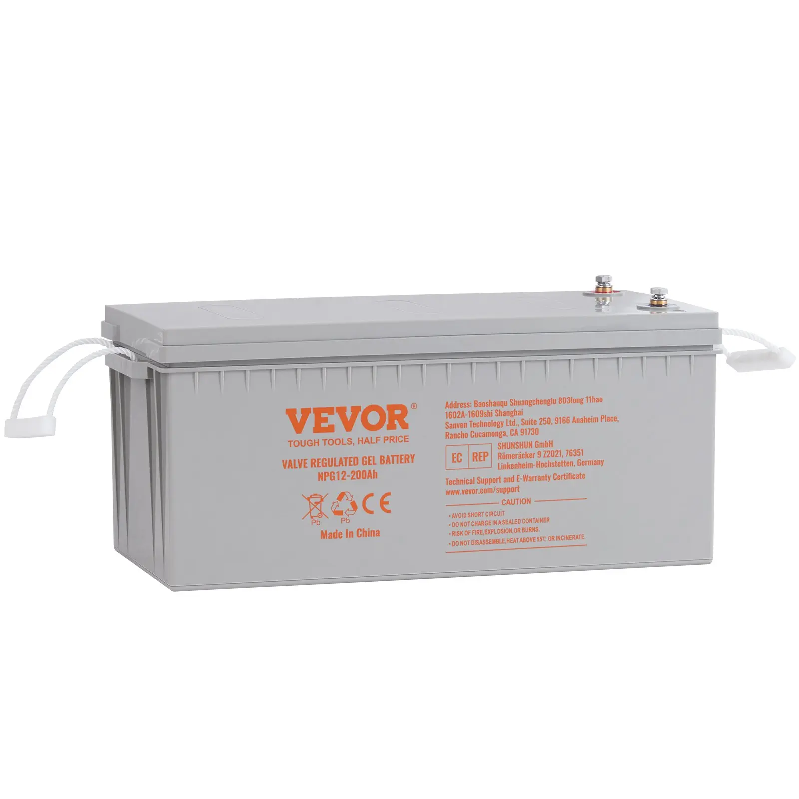 【Summerfinds】VEVOR 12V 200AH AGM Rechargeable Marine Battery, 1400A Current, 21.7 x 9.4 x 8.7 in, 116.4 lbs, High-Performance Low-Self-Discharge for Boat, Trailers, Solar Powered Systems, Off-Grid Use